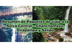 Resumen de Paquetes de viaje a la Selva Central – Chanchamayo, Oxapampa y Satipo